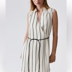 H&M Cream and Black Striped Mini Dress
